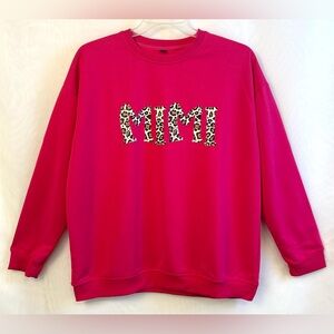 New Women’s Bright Pink and Leopard Mimi Fleece Sweatshirt / Size 1X